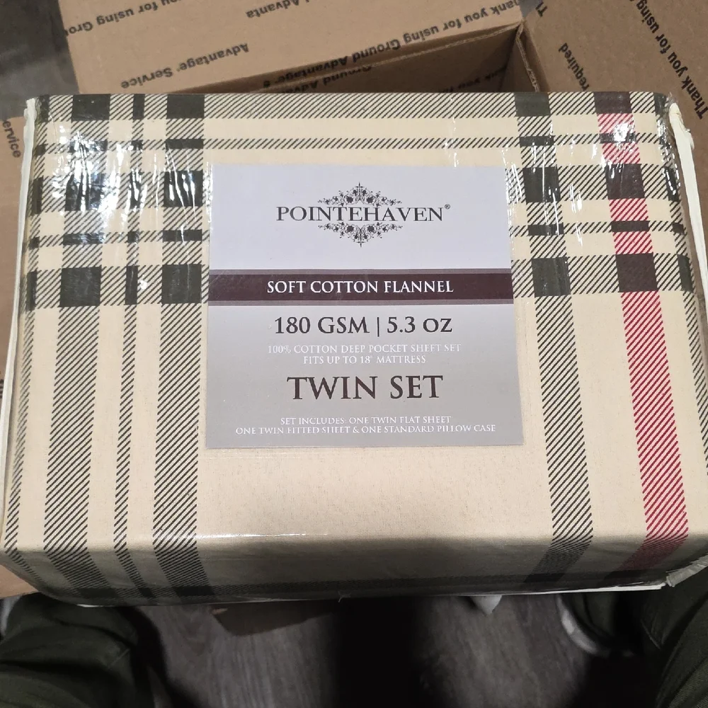 Soft Cotton Flannel Twin Set - Cream and Black